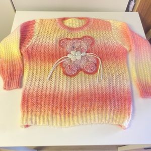 New Knitted Gradient Sequin Bear knitted pullover Korean aesthetic